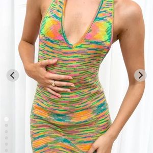 Beginning boutique mini halter dress